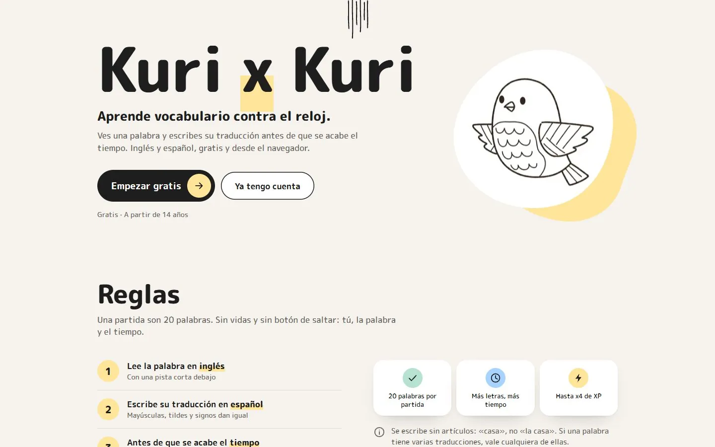 Captura de Kuri x Kuri: Juego para aprender idiomas